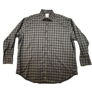 Thomas Dean Men's 2XB Blue & Gray Plaid Big & Tall LS Button Up SEE DESCRIPTION